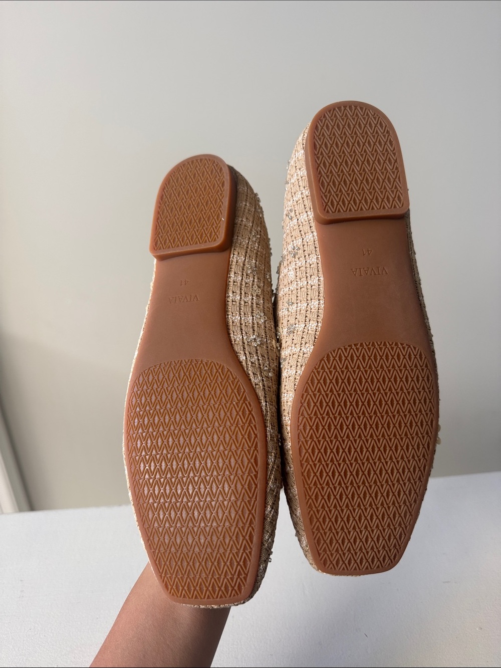 NWOB VIVAIA Margot 2.0 Tan Woven Flats Comfortable Knit Ballet Sequin - Picture 9 of 10